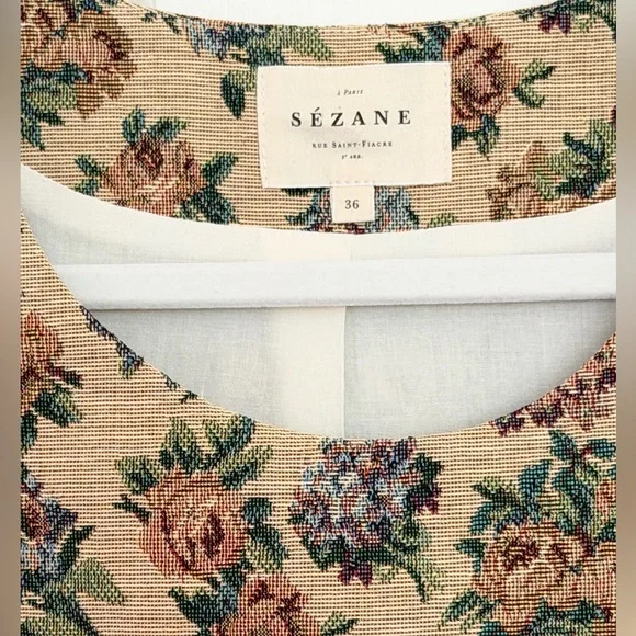Sezane Jacopo Jacket Top, Jacquard Roselle, Floral - Picture 4 of 7